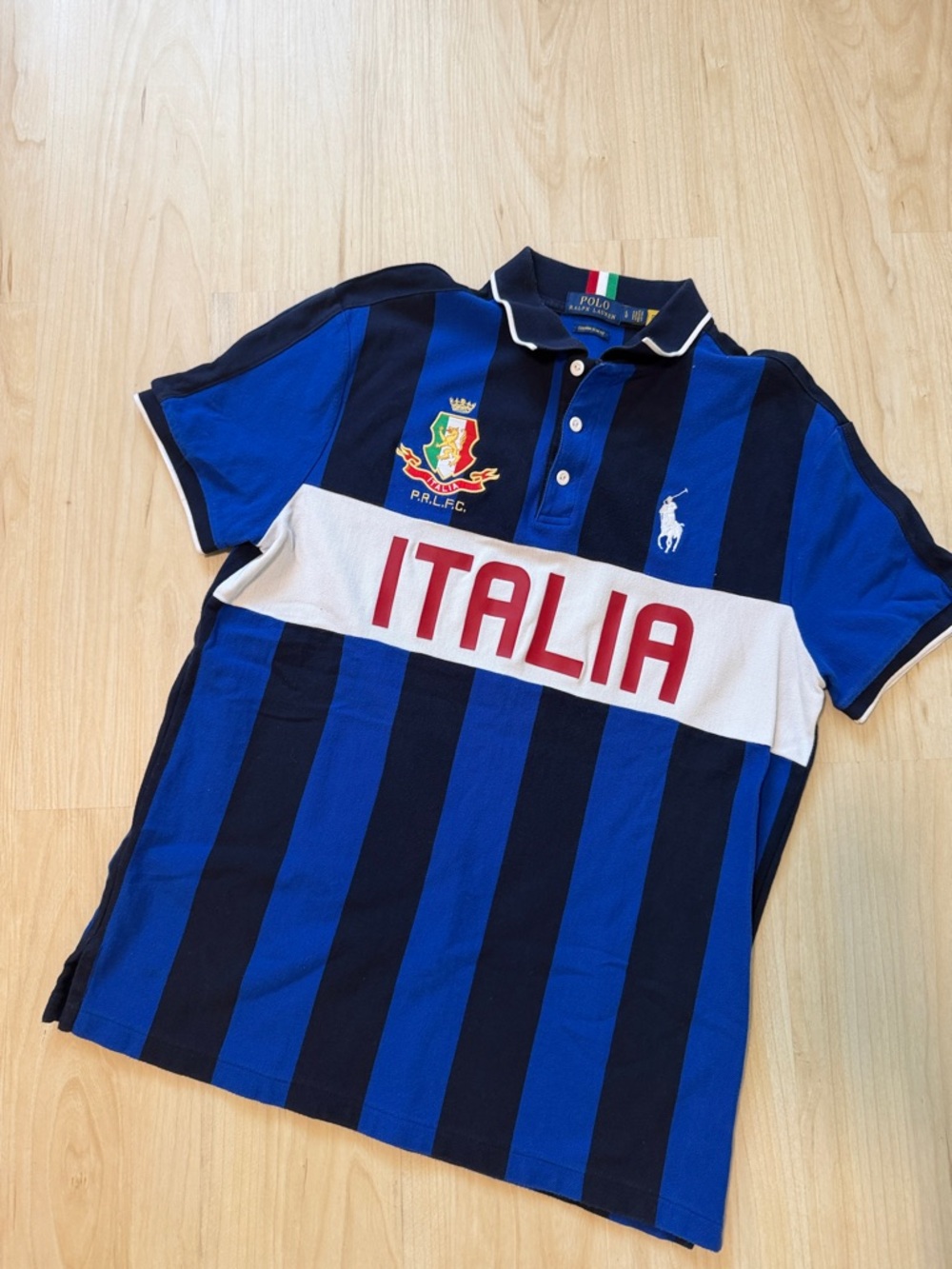 Polo by Ralph Lauren Blue & Navy Striped 'Italia' Rugby Polo